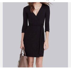 Diane Von Furstenberg Julian Jersey Wrap Black Dress DVF Size 2